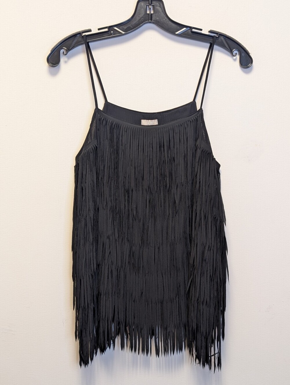 H&M Black Fringe Cami Top Festival Boho Western Flapper Style Size 6